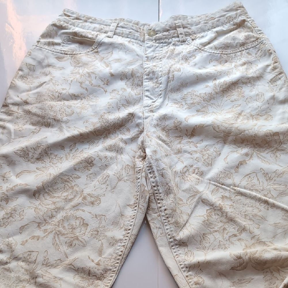 Talbots Cream and Tan Floral  Jeans - Picture 3 of 9